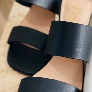 Nanette Lepore Black Leather Sandals -stunning 2.5 heel Brand new never worn 6.5